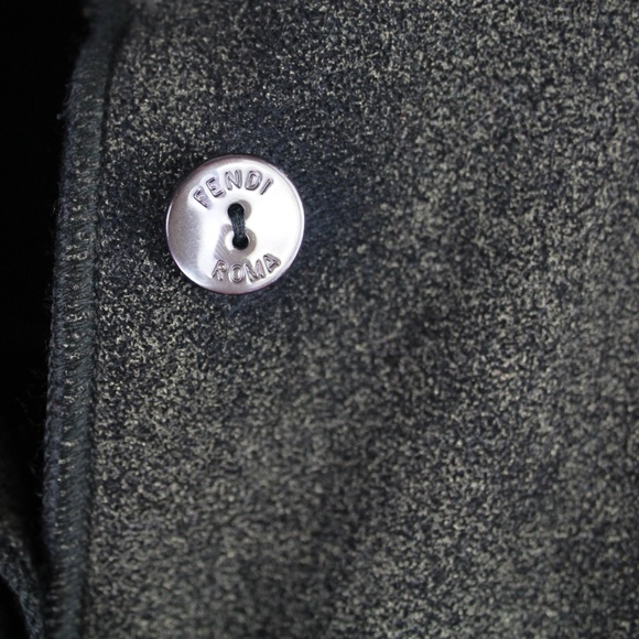 Fendi Vintage Double Faced Black Tan Wool Blend Top Coat Belted Long Trench 42 - Picture 3 of 12